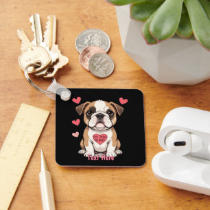 Porte-clés Chiots Bulldog Personnalisés avec Message Réconfor
