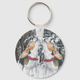Porte-clés Chiots de beagle hurlant dans les bois