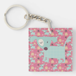 Porte-clés Chiots, étoiles et fleurs