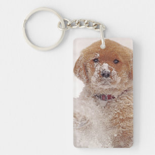 Porte-clés Chiots Golden Retriever dans la neige