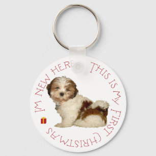 Porte-clés Chiots Shih Tzu Premier Noël