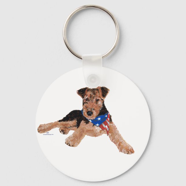 Porte-clés Chiots Terrier Patriotique (Recto)