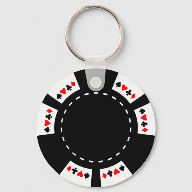 Porte-clés Chip de poker noir et blanc (Recto)
