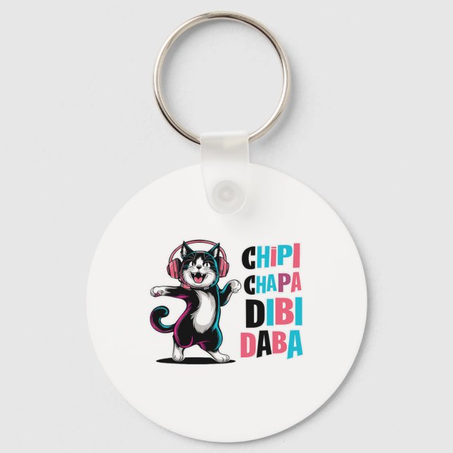 Porte-clés Chipi Chapa Dibi Daba Dancing Chat Dessin (Recto)