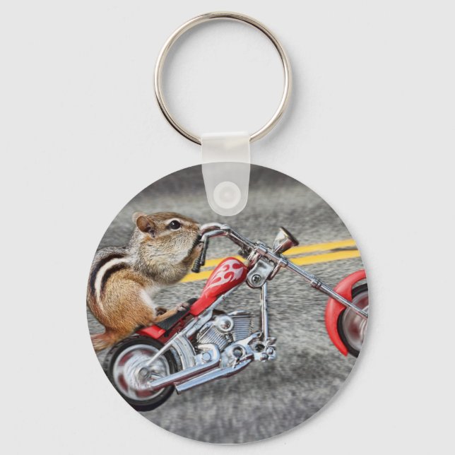 Porte-clés Chipmunk Biker équitation d'une moto (Recto)
