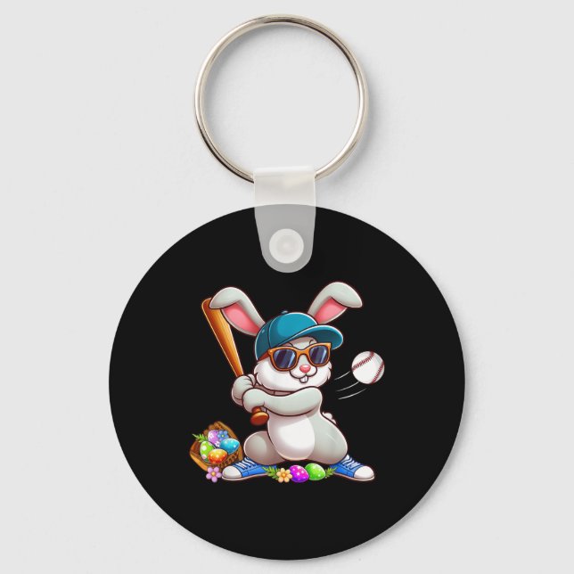 Porte-clés Chirures Pâques Bunny De Baseball Drôle Pour Les E (Recto)