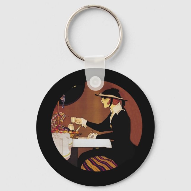 Porte-clés Chocolat Amatller Girl Boire du cacao (Recto)