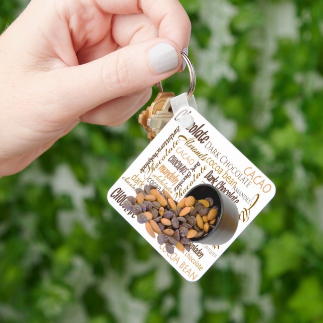 Porte-clés Chocolat Bits Noix Typographie Mot Cloud (main)
