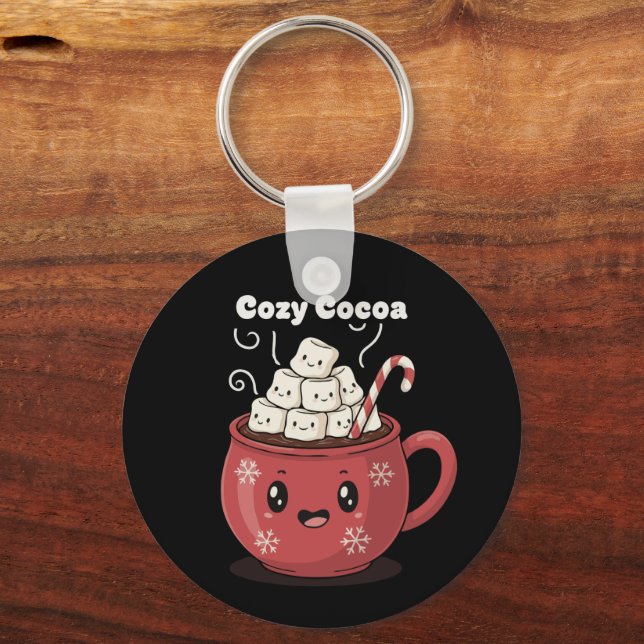 Porte-clés Chocolat Chaud Mignon Kawaii Noël  (Recto)