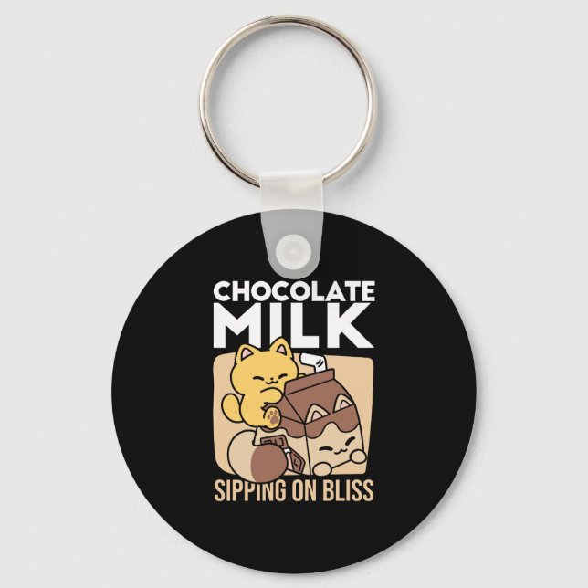 Porte-clés Chocolat Lait En Train De Siroter La Félicité – No (Recto)