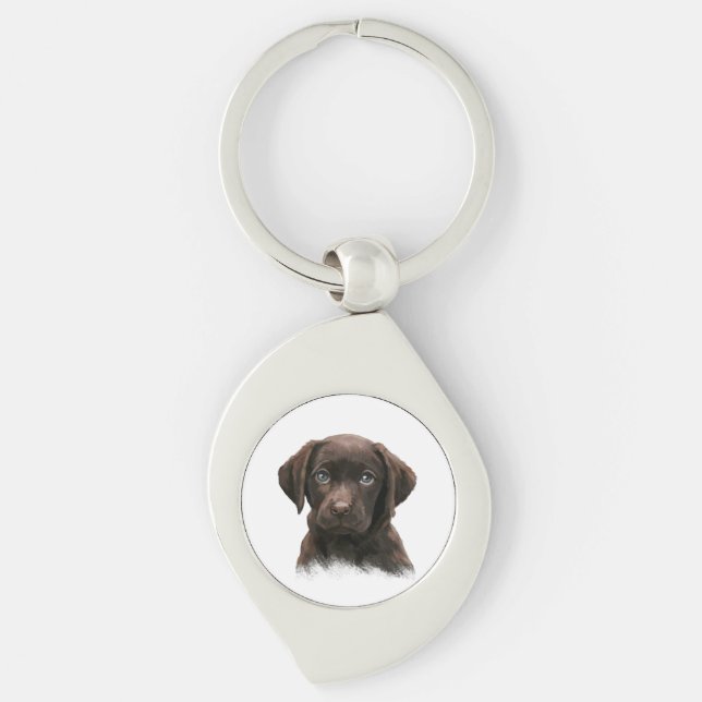 Porte-clés Chocolat mignon Labrador Chiot (Devant)