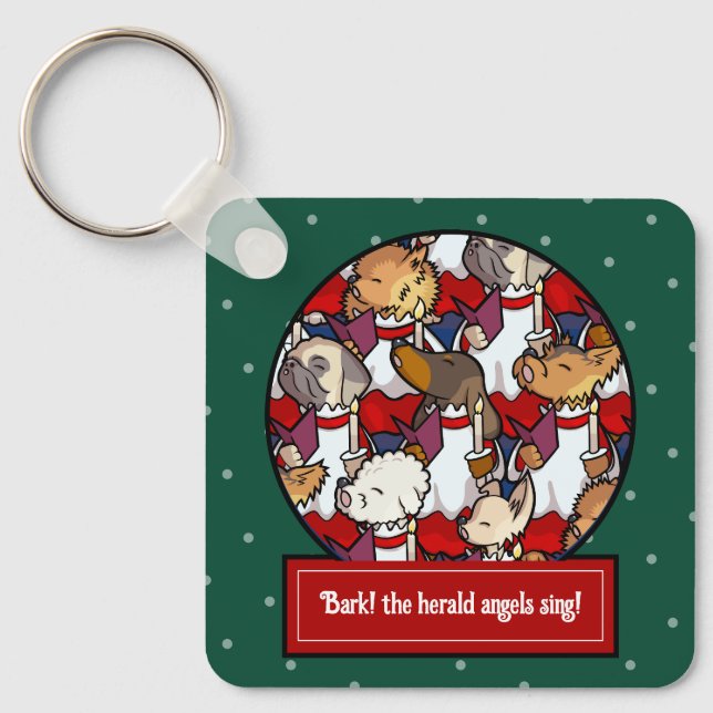 Porte-clés Chœur de chiens drôles de Noël Chien de dessin ani (Recto)