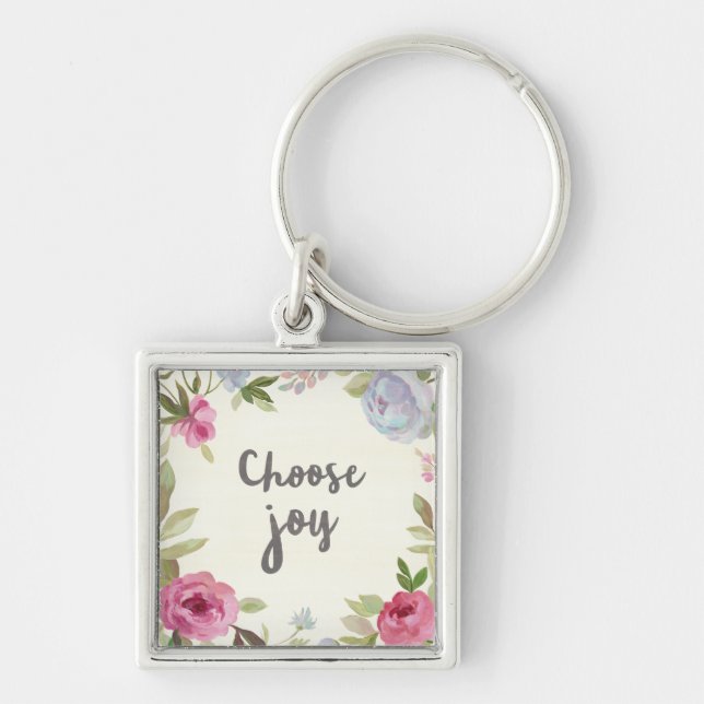 Porte-clés Choisissez floral en pastel de joie (Devant)