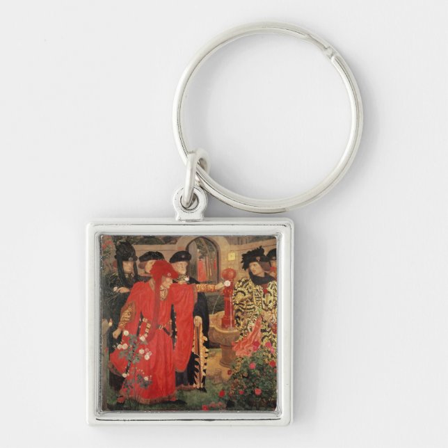 Porte-clés Choix des roses rouges et blancs dans le temple (Devant)