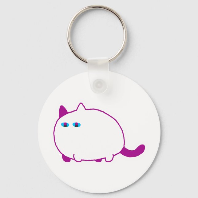 Porte-clés Chonky White Cat Keychain (Recto)