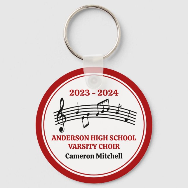 Porte-clés Chorale du lycée Rouge personnalisée (Recto)