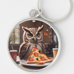 Porte-clés Chouette aimant la pizza au Café