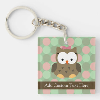 Porte-clés Chouette Brown mignonne avec bow rose