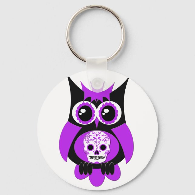 Porte-clés Chouette crâne pourpre Porte - clé (Recto)