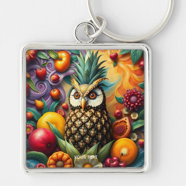 Porte-clés Chouette d'ananas serène mignonne Imaginaire (Devant)