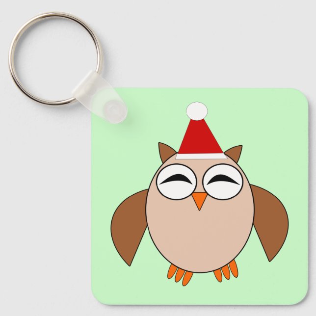Porte-clés Chouette de Noël sur mesure (Recto)