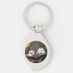 Porte-clés Chouette Harfang Couple Art Bois Faune