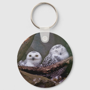 Porte-clés Chouette Harfang Couple Art Bois Faune