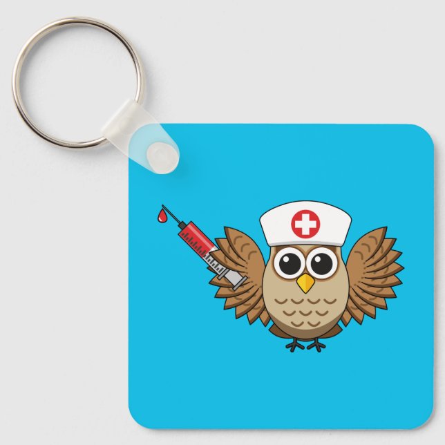 Porte-clés Chouette infirmière mignonne avec dessin à la seri (Recto)