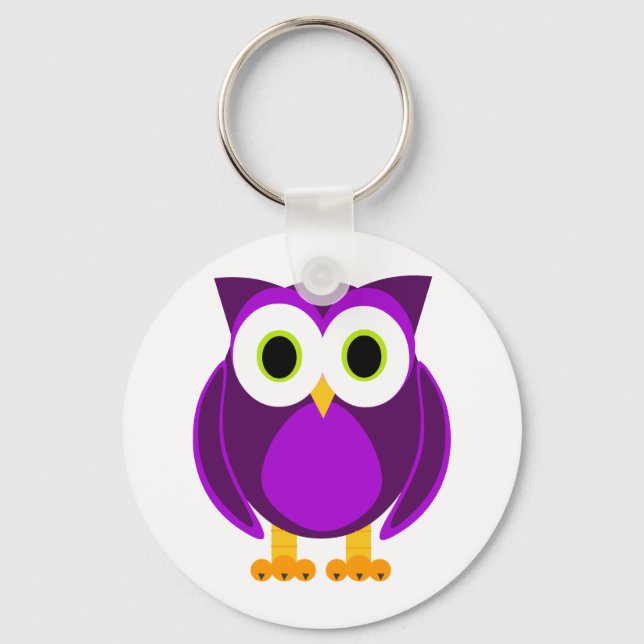 Porte-clés Chouette mignonne pourpre (Recto)