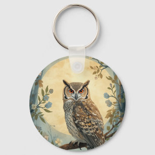 Porte-clés Chouette Mystique Art de la Forêt au Clair de Lune
