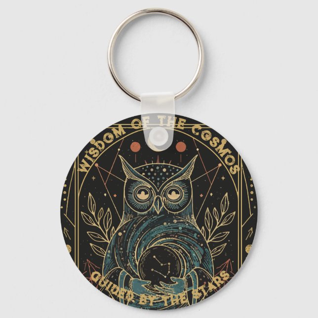 Porte-clés Chouette Oracle Cosmique • Céleste Mystique  (Recto)