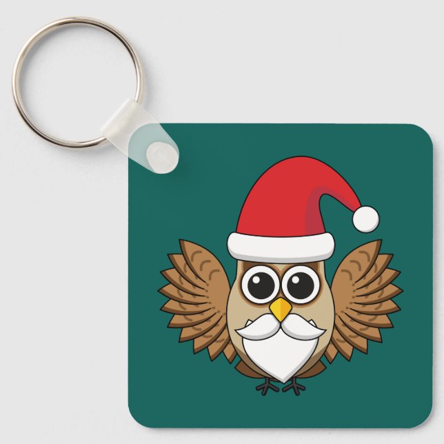 Porte-clés Chouette Père Noël (Recto)