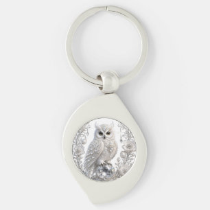 Porte-clés Chouette Perle de Cristal Blanc