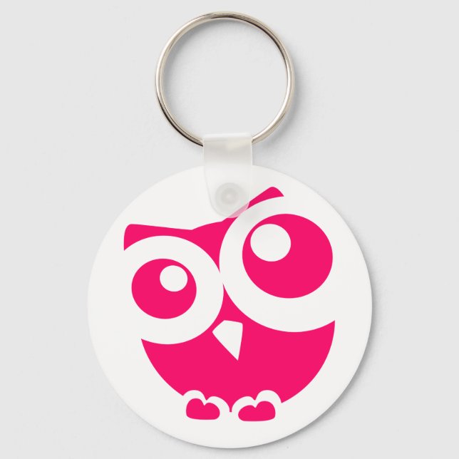 Porte-clés Chouette rose simple (Recto)