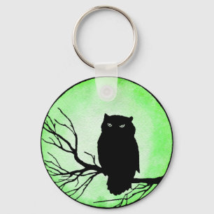 Porte-clés Chouette Vintage effrayante avec Acid Green Waterc