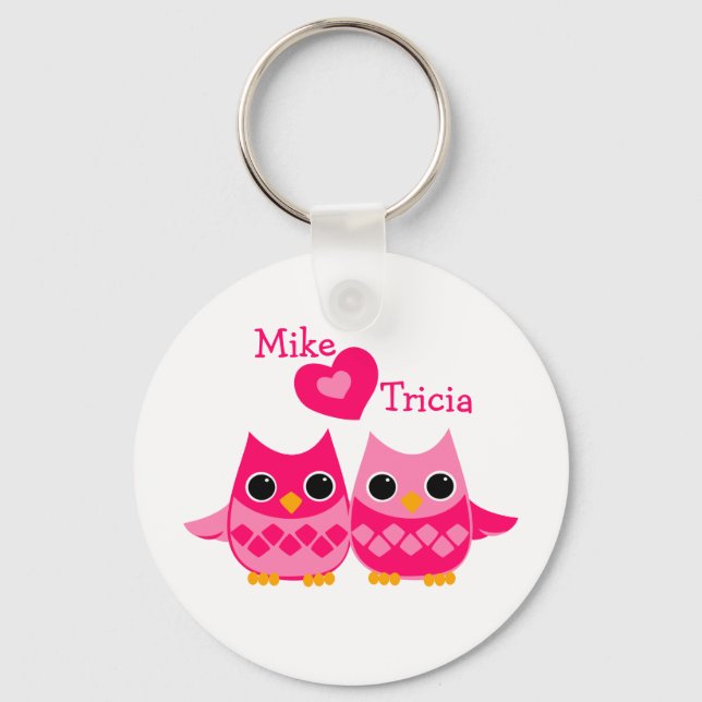 Porte-clés Chouettes d'amour douces (Recto)