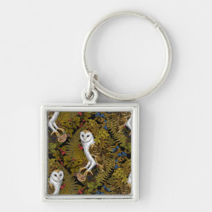 Porte-clés Chouettes, fougères, chênes et baies 2