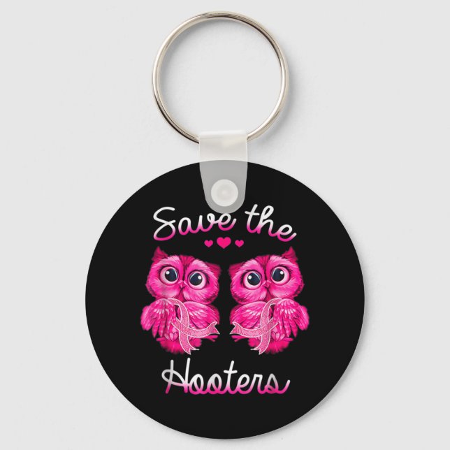 Porte-clés Chouettes Sauver Un Hooters Pink Ribbon Cancer du  (Recto)