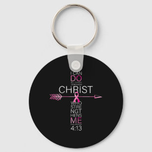 Porte-clés Chrétien rose Cancer du Sein Croix Bible religieus