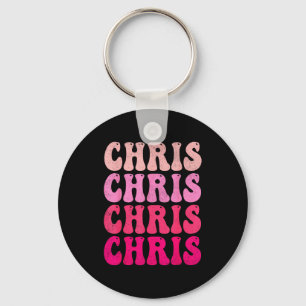 Porte-clés Chris groovy prénom D J'aime les t-shirts Chris Me