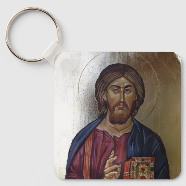 Porte-clés Christ Pantocrator - Icône de style byzantin (Recto)