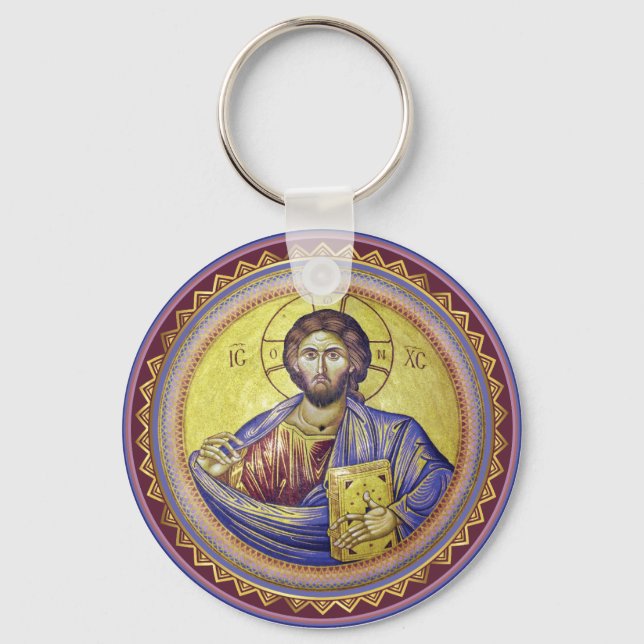 Porte-clés Christ Pantocrator icône orthodoxe (Recto)