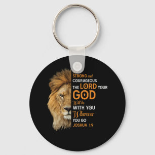 Porte-clés Christian Bible Verse Joshua 1 9 Lion Faith
