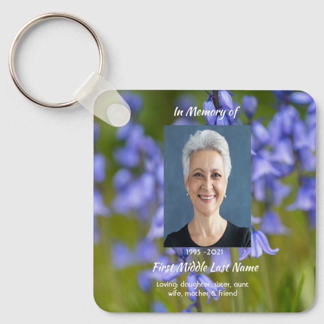 Porte-clés Christian Bluebells Flowers Memorial Keepsake  (Recto)