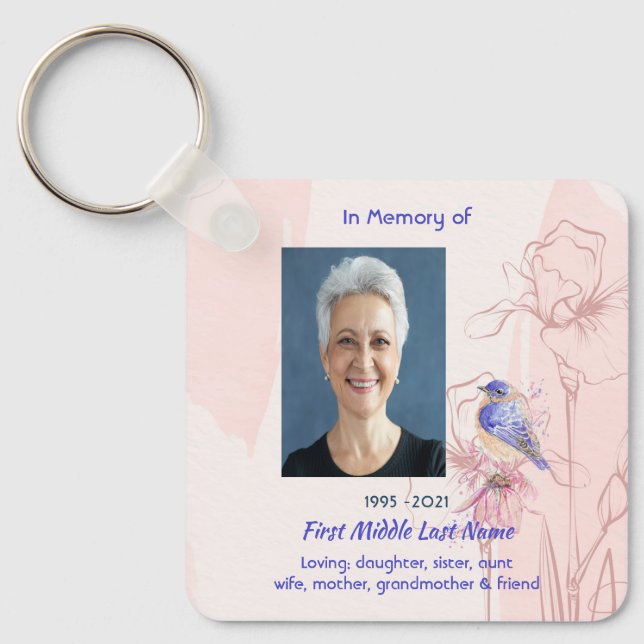 Porte-clés Christian Memorial Keepsake  Bluebird Garden  (Recto)