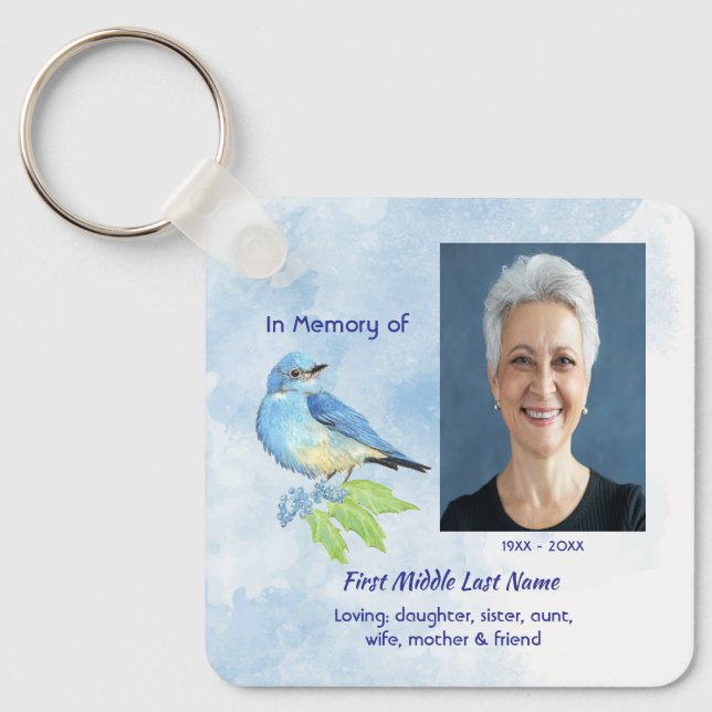 Porte-clés Christian Memorial Keepsake Bluebird Garden Bird  (Recto)