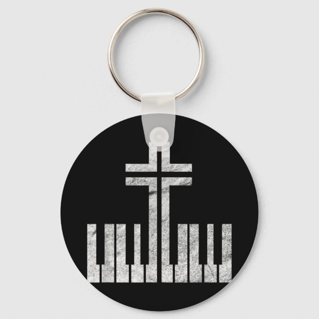Porte-clés Christian Piano Cross Keyboard Pianiste God Jesus  (Recto)