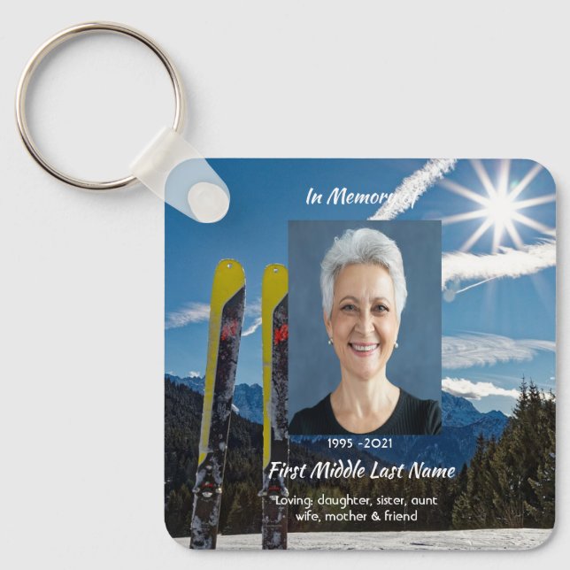 Porte-clés Christian Skiing Skier  Memorial Keepsake  (Recto)