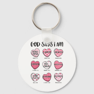 Porte-clés Christian Valentine Dieu dit Bible Verses Coeurs F