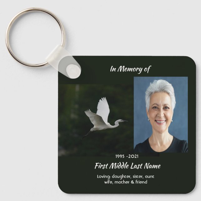 Porte-clés Christian White Egret Bird Memorial Keepsake  (Recto)